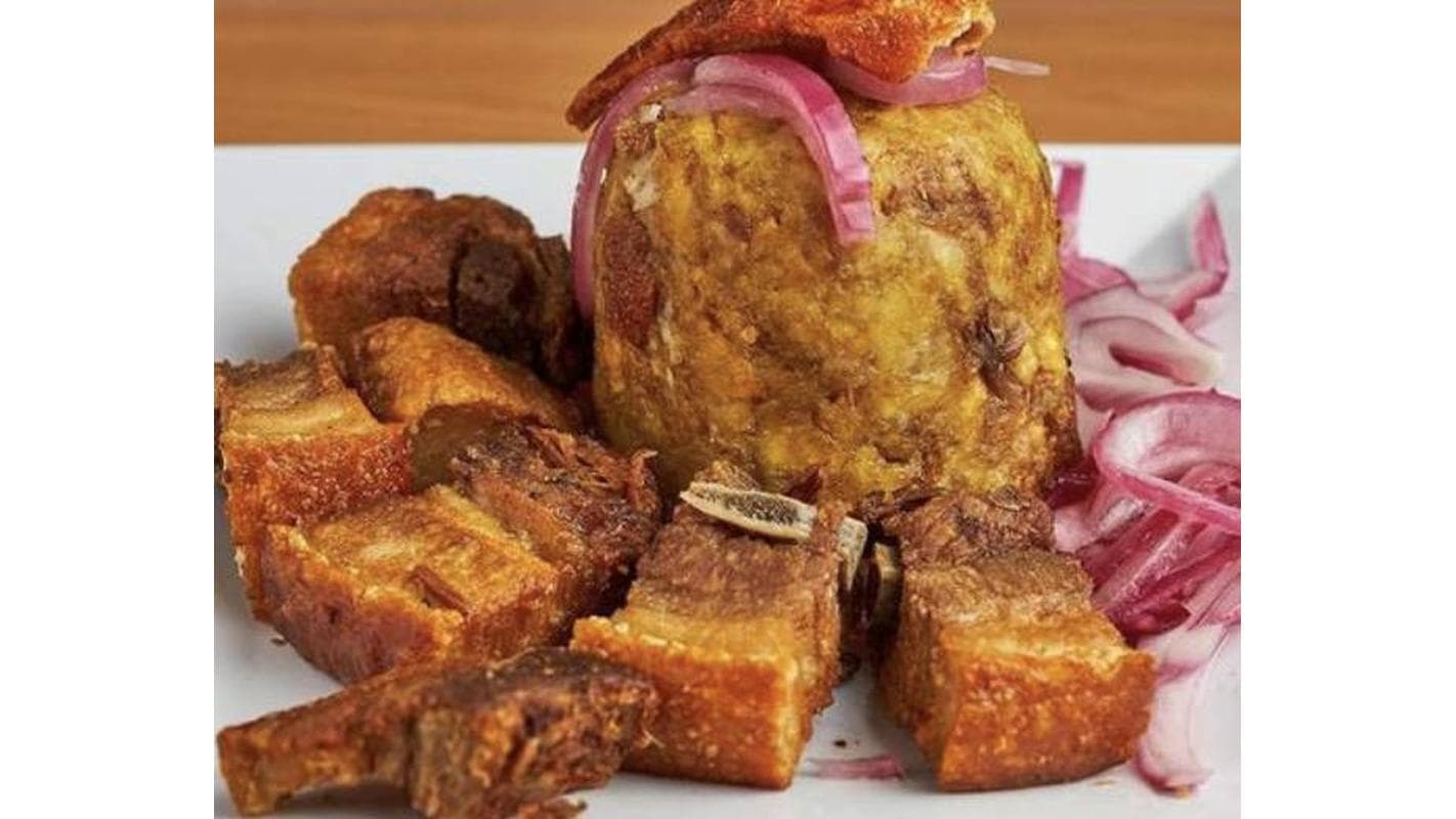 Mofongo Chicharron ( Fried Pork Belly ) at Pechurina Express