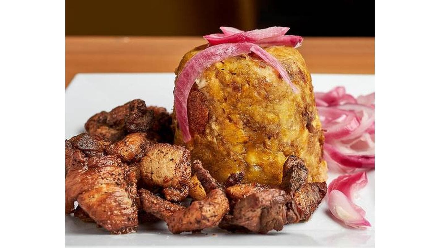 Mofongo with Fried Pork Meat ( Carnita ) at El Tablazo Restaurant